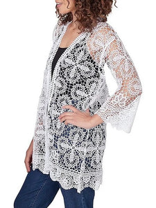 Open Lace Cardigan - White