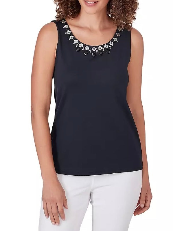 Embellished Tank with Shells - Black