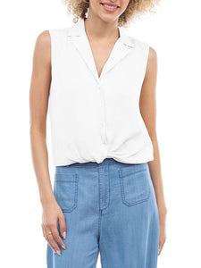 Knotted Sleeveless Top - White