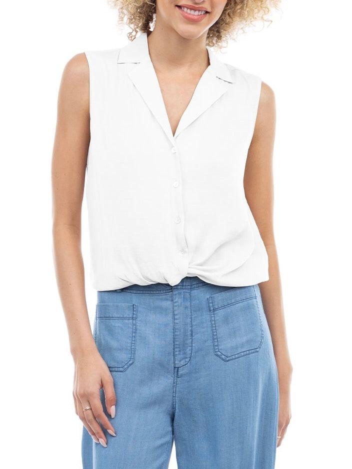 Knotted Sleeveless Top - White