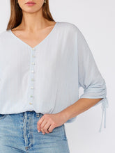Load image into Gallery viewer, Lurex &amp; Ruched Sleeve Top - Blue
