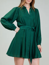 Load image into Gallery viewer, Belted Dress with Pleats - Jewel Green
