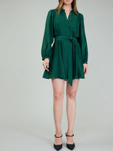 Load image into Gallery viewer, Belted Dress with Pleats - Jewel Green
