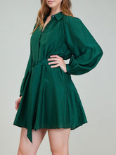 Load image into Gallery viewer, Belted Dress with Pleats - Jewel Green
