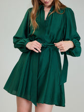 Load image into Gallery viewer, Belted Dress with Pleats - Jewel Green
