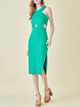Load image into Gallery viewer, Cocktail Midi Dress with Cut Outs - Green
