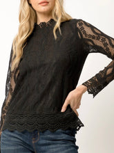 Load image into Gallery viewer, Long Sleeve Lace Top - Black
