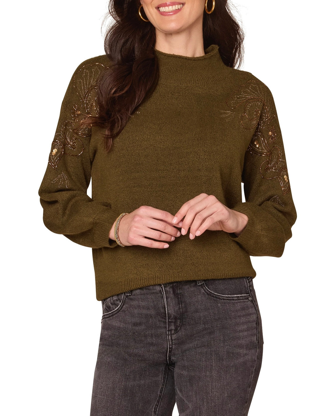 Beaded Mockneck Sweater - NGMG