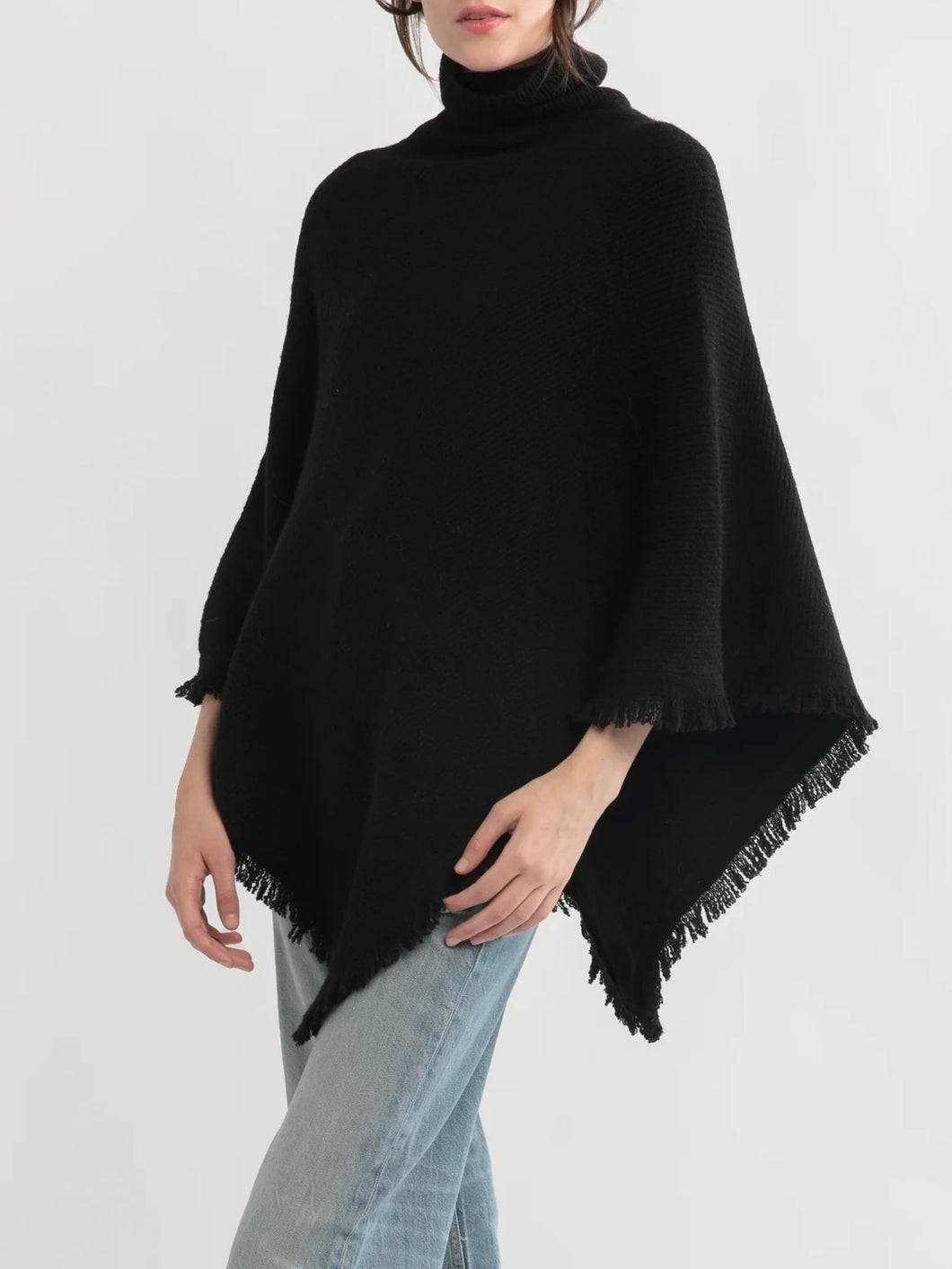 Fringed Rib Poncho - 2 Colors FINAL SALE