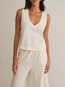 Sloane V-Neck Tank - Sea Salt