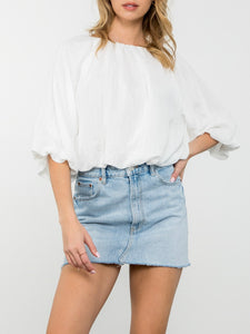 3/4 Sleeve Bubble Top - Ivory