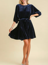 Load image into Gallery viewer, Velvet Flare Dress - Midnight FINAL SALE
