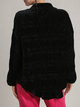 Load image into Gallery viewer, Crinkle Velvet Button Down - Black FINAL SALE
