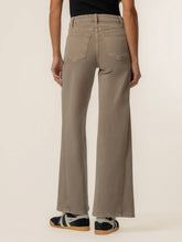 Load image into Gallery viewer, Meg High Rise Wide Leg Jean in Milk Tea tan denim, paired with black sneakers on female model - 3
