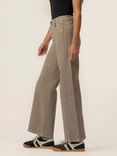 Load image into Gallery viewer, Meg High Rise Wide Leg Jean in Milk Tea tan denim, paired with black sneakers on female model - 2
