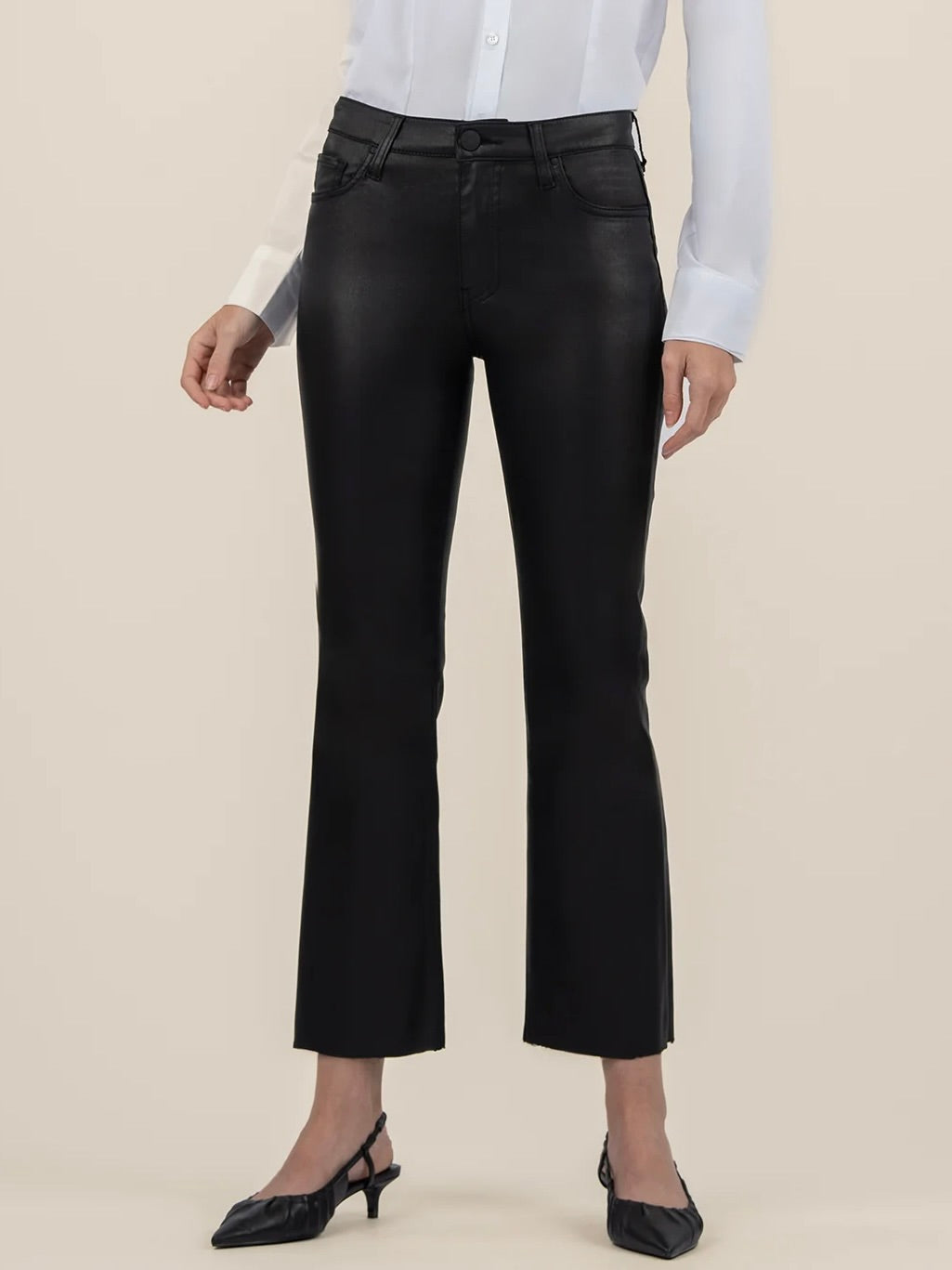 Kelsey High Rise Coated Ankle Jean - Black