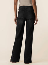 Load image into Gallery viewer, Jodi high rise wide straight leg black washed denim jeans with button closure and front pockets - 4
