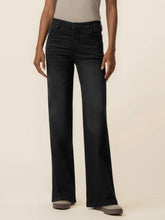 Load image into Gallery viewer, Jodi high rise wide straight leg black washed denim jeans with button closure and front pockets - 1
