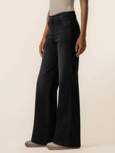 Load image into Gallery viewer, Jodi high rise wide straight leg black washed denim jeans with button closure and front pockets - 3
