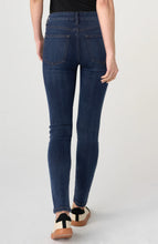 Load image into Gallery viewer, Abby high-rise skinny jeans in medium blue wash with comfort waistband, styled with black sneakers - 2
