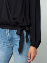Load image into Gallery viewer, Faux Wrap Damask Blouse - Black
