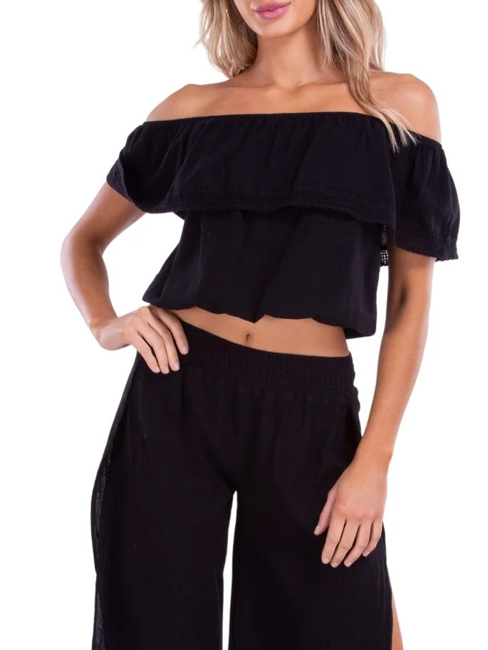 Cotton Ruffle Top - Black