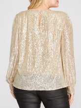 Load image into Gallery viewer, Sequin Long Sleeve Puff Sleeve Top - Ivory FINAL SALE
