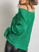 Load image into Gallery viewer, Eyelet Knit Sweater - Kelly Green
