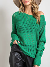 Load image into Gallery viewer, Eyelet Knit Sweater - Kelly Green
