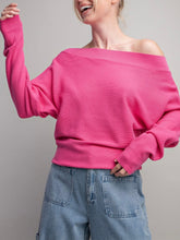Load image into Gallery viewer, Boat Neck Ribbed Sweater - Hot Pink
