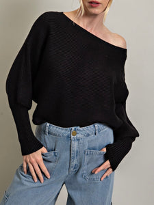 Rib Dolman Sweater - Black