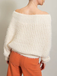 Cozy Boat Neck Sweater - Cream