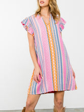 Load image into Gallery viewer, Flutter Sleeve Geo Dress - Coral

