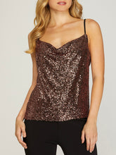 Load image into Gallery viewer, Sequin Cowl Cami - Bronze FINAL SALE
