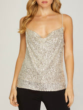 Load image into Gallery viewer, Sequin Cowl Cami - Cream
