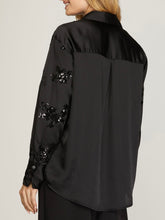 Load image into Gallery viewer, Satin and Sequin Button Down - Black
