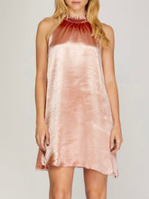 Load image into Gallery viewer, Satin Halter Dress - Blush FINAL SALE
