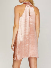 Load image into Gallery viewer, Satin Halter Dress - Blush FINAL SALE
