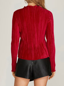 Pleated Velvet Top - Red FINAL SALE