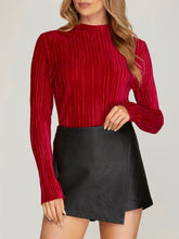 Load image into Gallery viewer, Pleated Velvet Top - Red FINAL SALE
