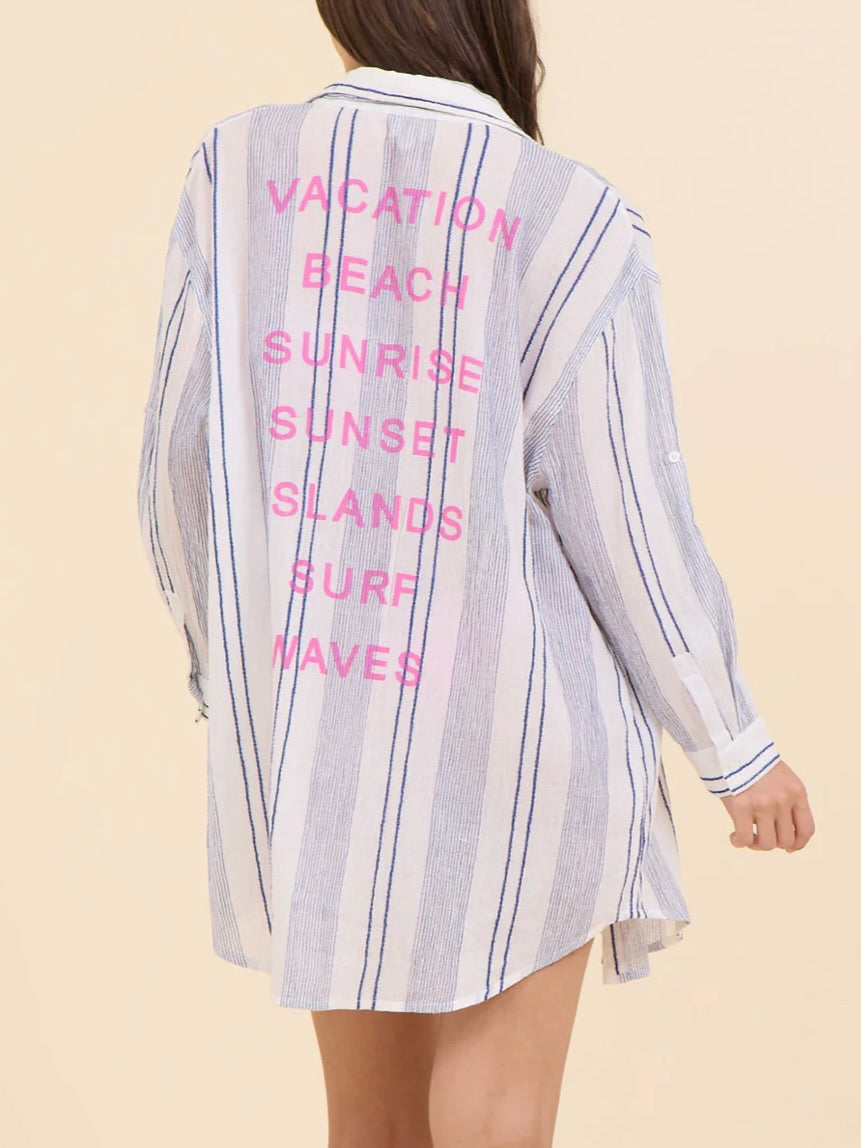 Sailor Stripe Button Down - Blue