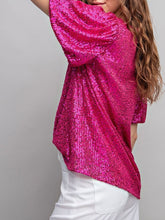 Load image into Gallery viewer, Sequin Puff Sleeve Top - Hot Pink
