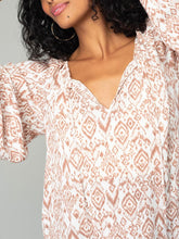 Load image into Gallery viewer, Ikat Print Long Sleeve Blouse - Ivory/Sand FINAL SALE
