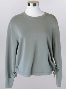 Sweatshirt with Side Ruching - Sage