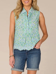 Floral Embroidered Scalloped Tank - CHBM