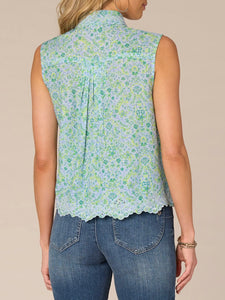 Floral Embroidered Scalloped Tank - CHBM