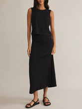 Load image into Gallery viewer, Delavine Textured Midi Skirt - Black
