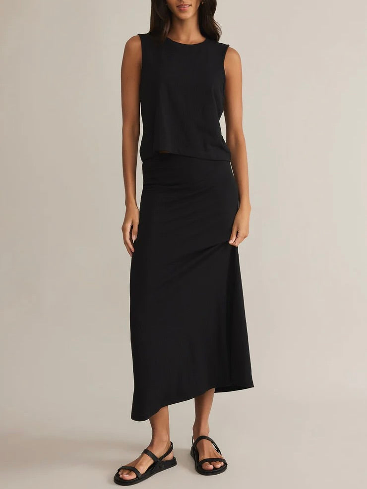 Delavine Textured Midi Skirt - Black