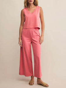 Sloane V-Neck Tank - Sunset Pink