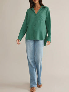 Linen Buttondown Shirt - Botanical Green